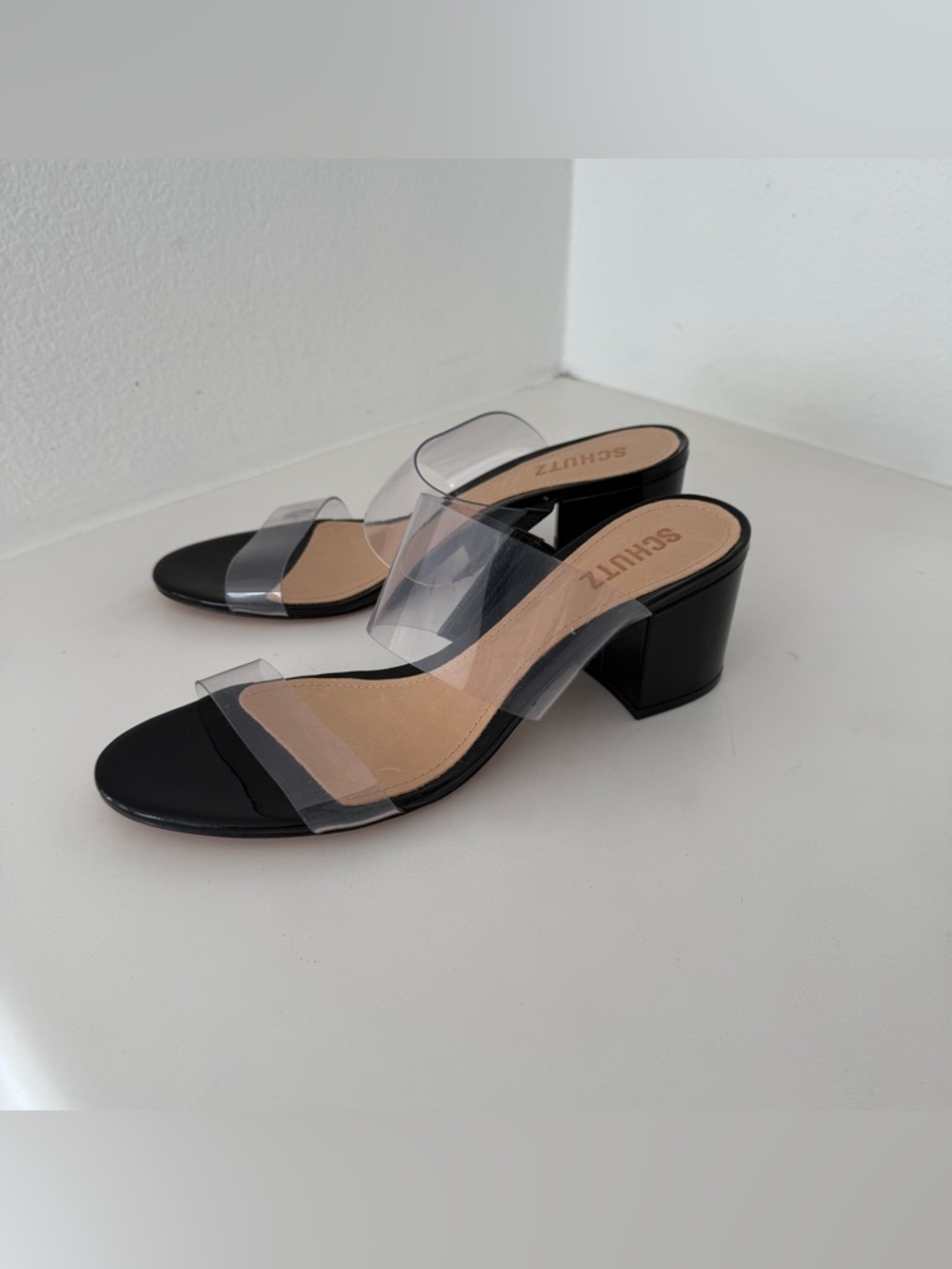 SCHUTZ Victorie Block Heel Mule Sandal Black Size 8.5 - Picture 7 of 11